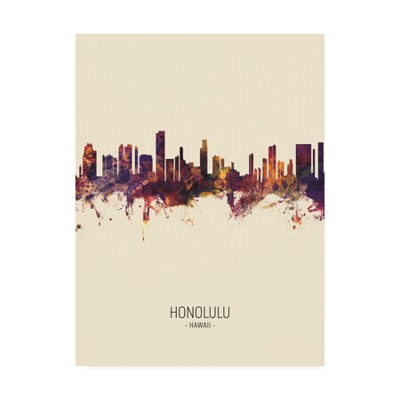 Trademark Fine Art Michael Tompsett 'Honolulu Hawaii Skyline Portrait III' Canvas Art, 24x32 MT02965-C2432GG